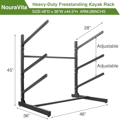 NouraVita Heavy Duty 3-Level Kayak Storage Rack for Garage & Outdoor