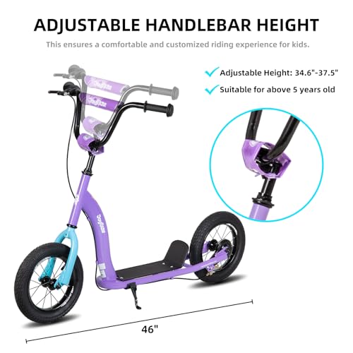 JOYSTAR Purple 12-Inch Kids Kick Scooter for Ages 5+ Teens & Youth