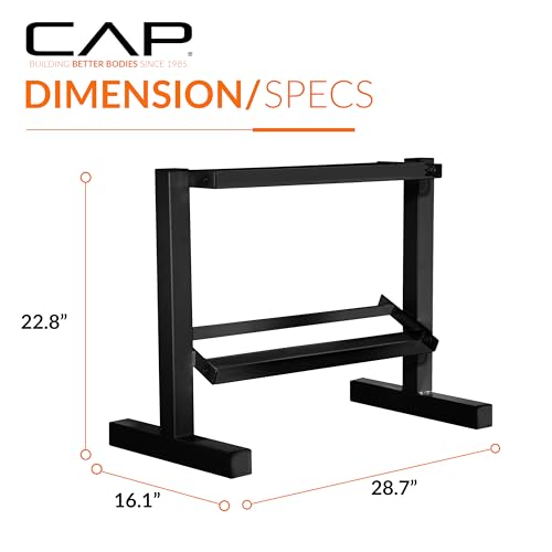 CAP 150 LB Dumbbell Set with Chrome Handles & Black Variation, Rubber Hex Weights & 2-Tier Rack for Home Gym