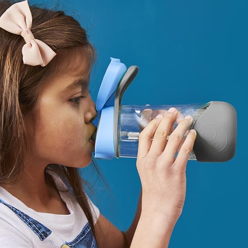 Kids Water Bottle 15oz Sport Spout BPA-Free Toddler Hydration Bottle Blue Slate