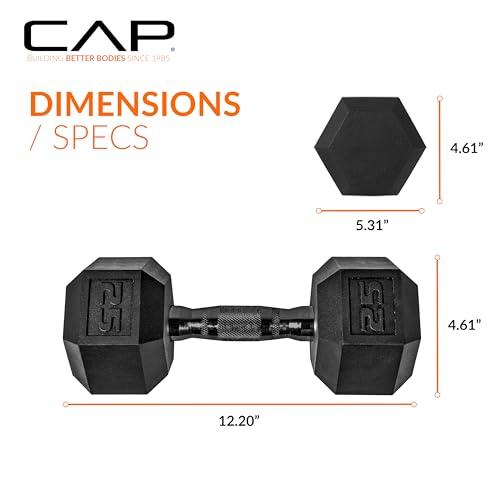 25LB Coated Dumbbell Set with Black Handles - Hex Shape & Durable Finish