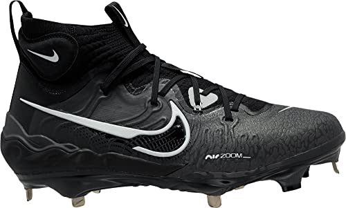 Nike Men's Alpha Huarache NXT Metal Baseball Cleats - Black/Dark Smoke Grey/White, Size 8