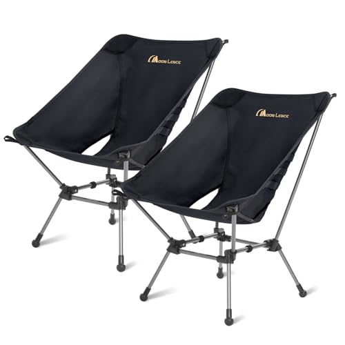 MOON LENCE Portable Camping Chair 2-Pack Black Ultralight Foldable Chair with 330Lbs Capacity