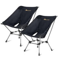 MOON LENCE Portable Camping Chair 2-Pack Black Ultralight Foldable Chair with 330Lbs Capacity