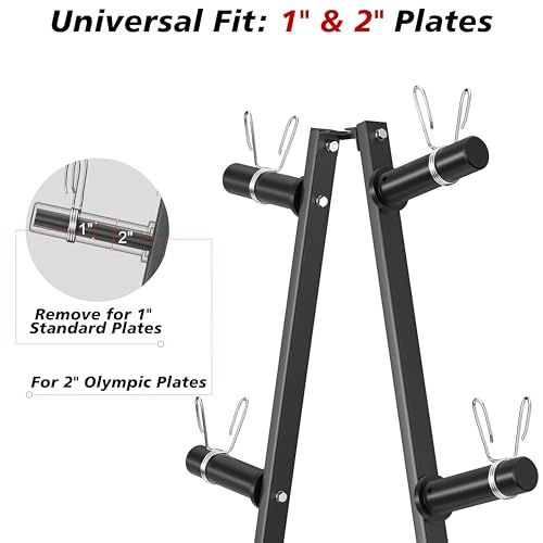 Heavy Duty Weight Plate Tree Rack for 1" & 2" Plates, 560 lbs Capacity