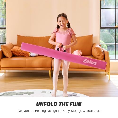 Pink 8 ft Folding Gymnastics Balance Beam for Kids & Adults - Anti-Slip, Portable