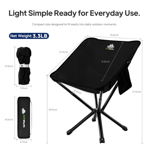 MTRVR Folding Camping Chair with No Assembly, Lightweight Aluminum, Linen Black