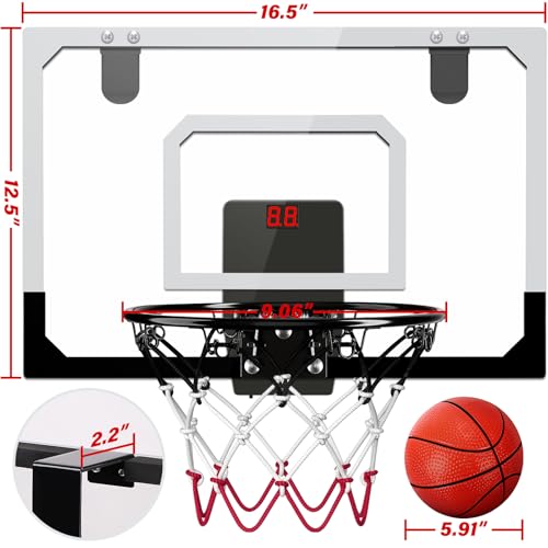 Mini Basketball Hoop Over The Door with Electronic Scoring and Accessories