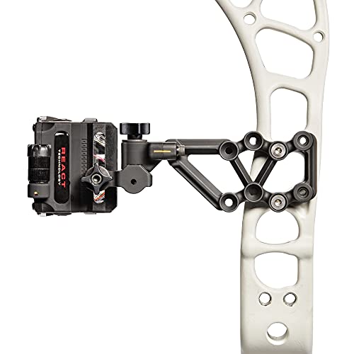 Left-Hand Trophy Ridge React H4 Bow Sight - 4 Pin, Tool-Free Windage & Elevation Adjustment, 2nd Axis Leveling, Adjustable Light