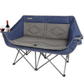 Blue Oversized Double Camping Chair - Heavy Duty 2-Person Folding Loveseat for Outdoor Use