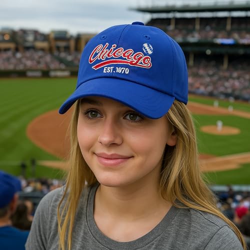 Vintage Embroidered Classic Cap - Adjustable Hat for Men Women Teenagers Medium Chicago C