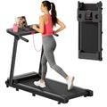 Foldable Walking Pad Treadmill with Handle Bar, Quiet 3.0HP Compact Home Exercise Machine