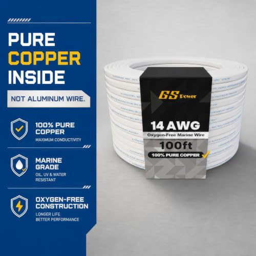 GS Power 14 AWG Duplex Marine Wire - 100 Ft Tinned Copper Boat Wiring - Variation of 14 AWG 100 Ft