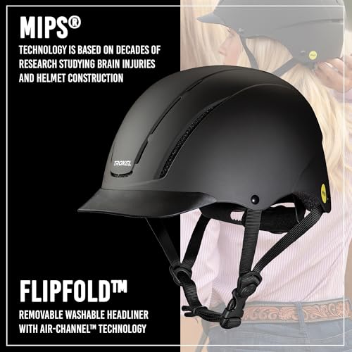 Troxel MIPS Full Coverage Horse Riding Helmet Black Duratec Medium 7-7 3/8