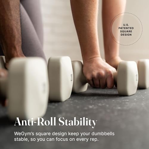WeGym 8LB Square Dumbbells for Home Gym, Anti-Slip Hand Weights, Space-Saving