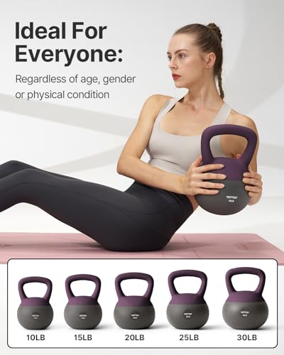 15LB Purple Soft Kettlebell for Strength Training & Home Workouts - Cushioned Base, Wide Handle