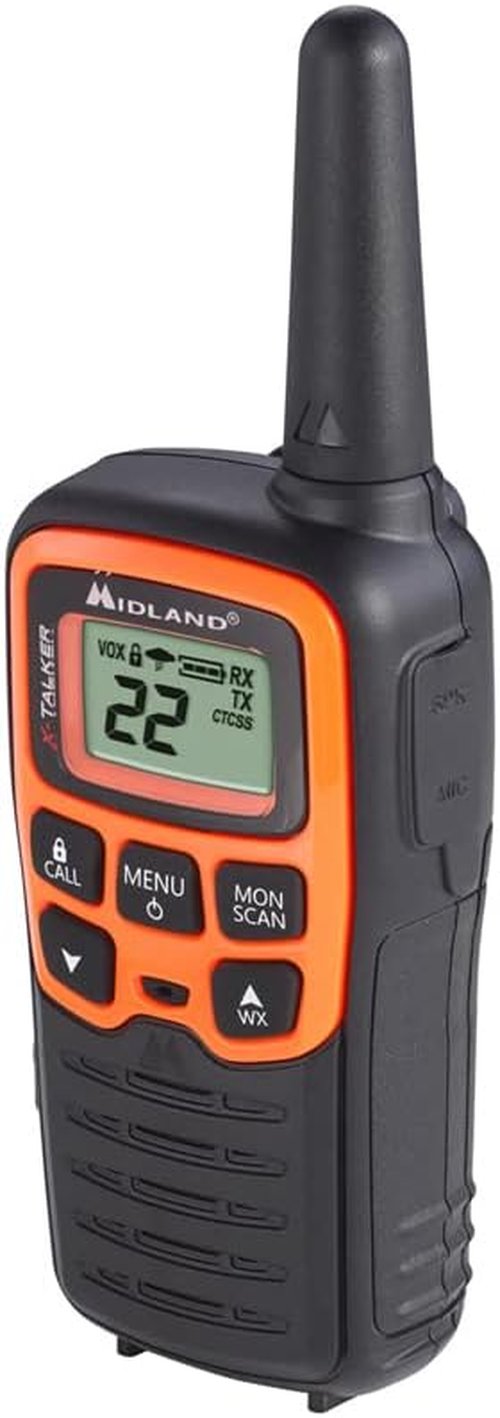 Midland T51VP3 X-TALKER Walkie-Talkie - Long Range FRS Two-Way Radio for Kids | NOAA Weather Alert - Black/Orange - 2 Pack