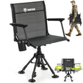HUNTSEN Standard Edition 360° Silent Swivel Hunting Chair – Heavy Duty Ground Blind Seat with Adjustable Legs & Armrest, Supports 330lbs