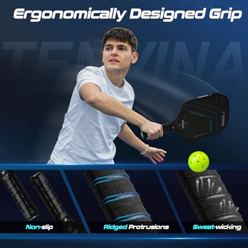Wider Black Pickleball Paddle - 16mm Carbon Fiber, USAPA Approved, Strong Spin & Power