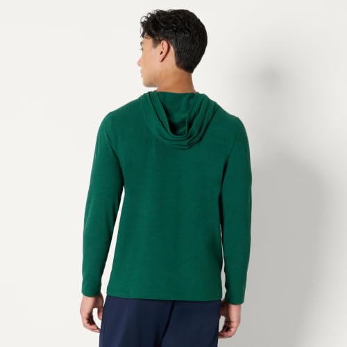 Men's Lightweight Quarter-Zip Running Top with Hood - Space Dye Green, Large