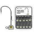 Natural Fish Eye Ned Rig Jig Heads 15-Pack - 1/16oz Chartreuse Eyes & Bait Keeper