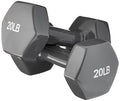 20 lbs Vinyl Coated Dumbbell Pair - Hexagon Anti-Roll Hand Weights