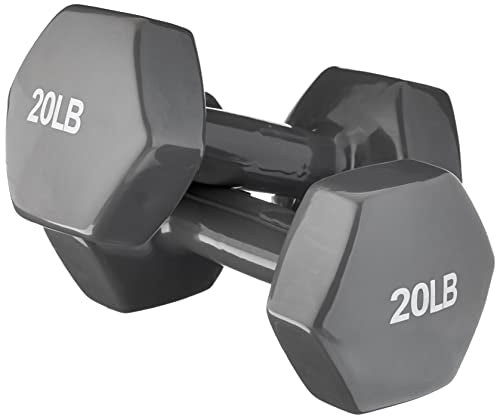 20 lbs Vinyl Coated Dumbbell Pair - Hexagon Anti-Roll Hand Weights