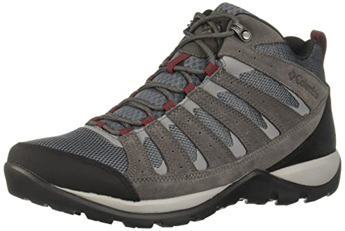 Columbia Men's Redmond V2 Mid Waterproof Hiking Boots - 11.5 Graphite Red Jasper