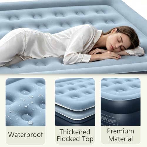 Full Size Air Bed with Built-in Pump - 600 lbs Capacity, Portable, Comfortable
