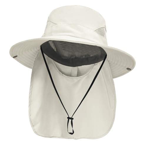 Sun Fishing Hat with Neck Flap UV Protection for Men Women - Lightweight & Foldable