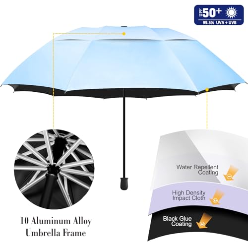 Lake Blue 43.3-inch UPF 50+ Golf Umbrella with Adjustable Clamp - Portable Rain Shield for Beach, Golf Cart, Stroller