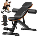 Adjustable Foldable Weight Bench for Home Gym - Incline & Flat, Black-Orange