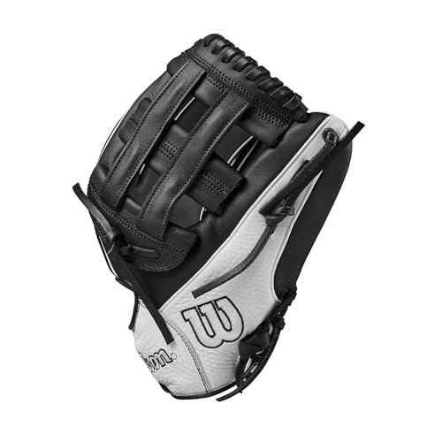 Wilson A700 12" Fastpitch Softball Glove Black/White - Right Hand Throw, Infield