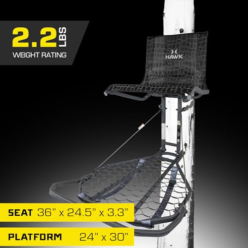 Hawk Kickback LVL Hang-On Deer Hunting Tree Stand with XL Mesh Seat & Platform