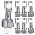6 Pack Rechargeable Emergency Night Lights with Auto On Power Outage - Silver, Model 6