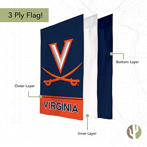 Blue Desert Cactus University of Virginia UVA Garden Flag - Double-Sided Outdoor Banner