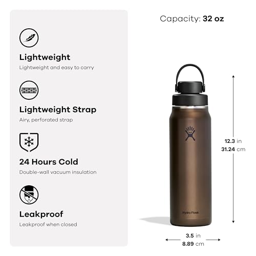 Hydro Flask 32 Oz Lightweight Insulated Water Bottle with Wide Flex Chug Cap - Obsidian