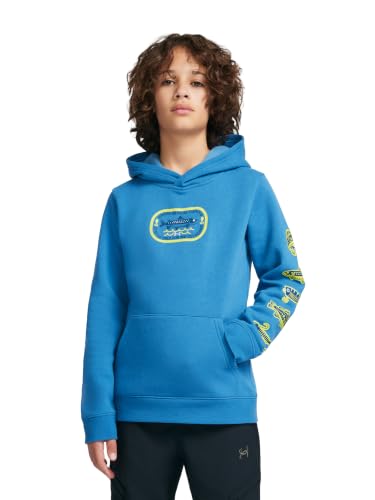 Under Armour Boys' Fleece Pullover Hoodie Sweatshirt - Large Aegean Blue Fish
