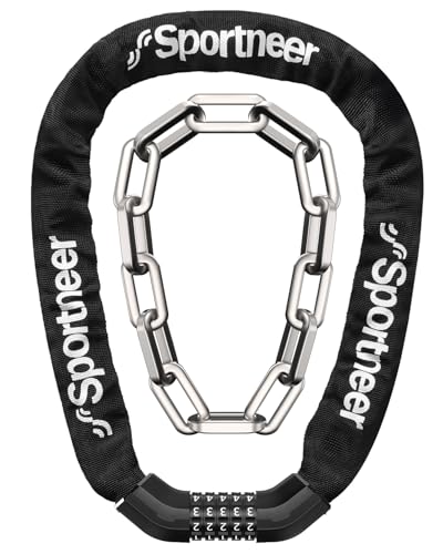 Heavy Duty Bicycle Chain Lock, 5-Digit Resettable Combination, 3.2ft, Anti-Theft Security