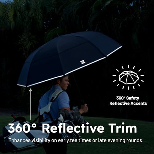 Weatherman Windproof Golf Umbrella - 55 MPH Wind-Resistant Sport Umbrella - Red, 2 Sizes