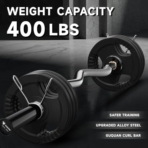 Black Olympic EZ Curl Barbell 2 Inch 4ft Bar for Home Gym Workout