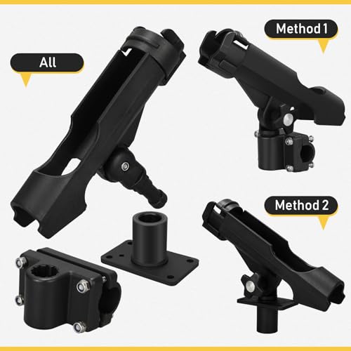 Fishing Rod Holders for Boat - Adjustable 360 Swivel Set of 6