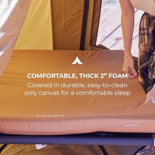Teton Outfitter L Brown Camp Pad for Cots – Extra Thick Portable Sleeping Mattress for Adults, 75 x 24 inches