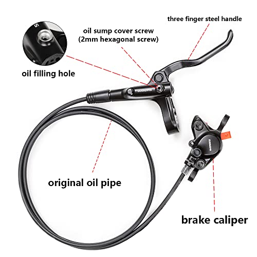 Hydraulic Disc Brake Set with RT26 180mm Rotors for Mountain Bikes - Black
