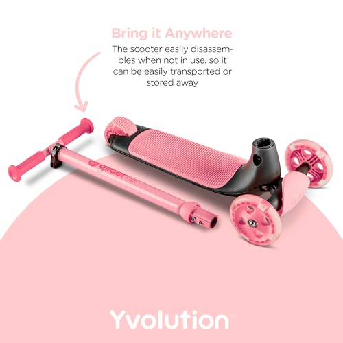 Pink Yvolution Y Glider Air Scooter for Kids, 3 Wheel Adjustable Lean-to-Steer