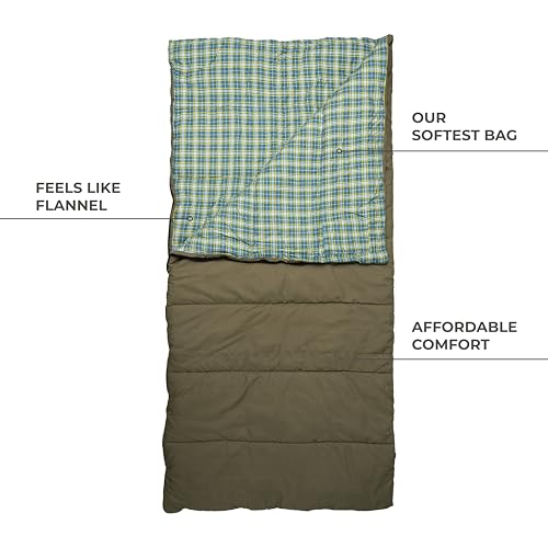 TETON Sports Evergreen 20F Sleeping Bag Night Olive All-Season Camping Gear