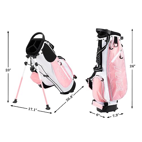 Pink Junior Golf Stand Bag for Kids Ages 4-6 Lightweight & Spacious