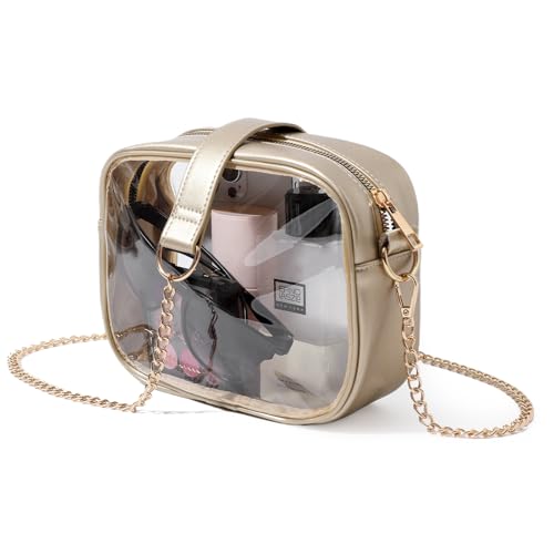 TOBVZOO Clear Bag Stadium Approved Crossbody Transparent Bag - Gold