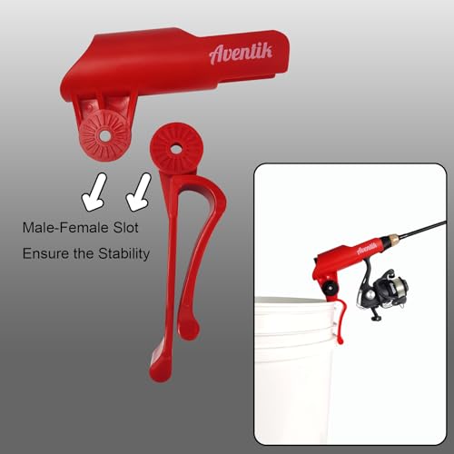 Adjustable Red Ice Fishing Bucket Rod Holder for Spinning Fishing - Durable & Cold-Resistant