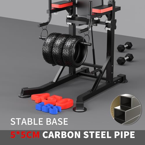 K KiNGKANG Power Tower with Dip Station & Pull Up Bar - Adjustable Home Gym Equipment, Black Grey